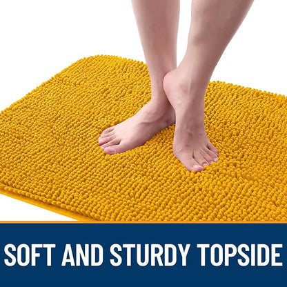 OLANLY Dog Door Mat for Muddy Paws 36x24, Absorbs Moisture and Dirt, Absorbent Non-Slip Washable Doormat, Quick Dry Chenille Mud Mat, Entry Indoor Entryway Carpet for Inside Floor, Golden Yellow