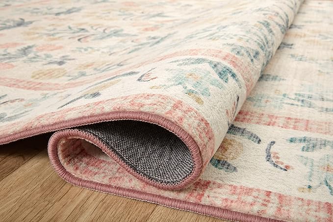 Loloi Rifle Paper Co. Eden Collection EDE-01 Mughal Rose Blush 2'-3" x 3'-9" Accent Rug feat. CloudPile™