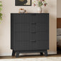 39" Tall Dresser for Bedroom, 4-Drawer Fluted Chest of Drawers, Modern Wood Highboy with Deep Storage, Metal Slides & Handles, Anti-Tip Kit, Vertical Clothes Organizer for Apartment, Nursery