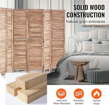 VEVOR Wood Room Divider, 8 Panel Wood Folding Privacy Screen, 66.9 Inches Tall Indoor Louvered Partition Divider, Portable Decoration Screen, for Room Separation, Home, Office, Restaurant & Bedroom