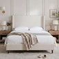 Harper Upholstered Bed with 54" Tall Headboard - Wingback Chenille Platform Bed Frame, Solid Wood Feet, Sturdy Metal Base, Easy Assembly (Textured Ivory, King (U.S. Standard))