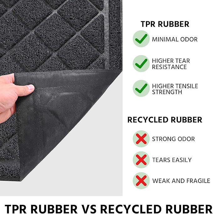 Front Door Mat Indoor Outdoor Entrance, 24" x 48" All-Season Heavy Duty Waterproof Doormat, Non-Slip Absorbent Entryway Mat, Easy to Clean, Low Profile Commercial Floor Mat for Indoor Outdoor