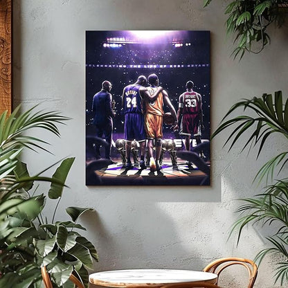 Kobe Bryant Legacy Canvas Wall Art Print Poster, Iconic Inspirational Sports Picture Artwork, Motivational Mamba Mentality Painting Wall Decor for Office Gym Home Living Room Bedroom, Framed 8x10inch