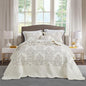 CHIXIN Oversized Bedspread Coverlet Set King Size - Lightweight Bedding Cover - Beautiful Stitching - 5 Piece Reversible Bedspread - Luxury Damask Paisley Pattern (King, Ivory)