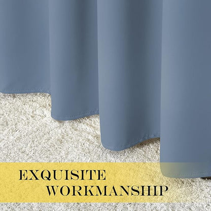 NICETOWN Sliding Door Window Treatment Blackout Patio Door Curtain Panels, Privacy Thermal Drapes for Bedroom Living Room Department with Grommet Top (Stone Blue, W66 x L110)