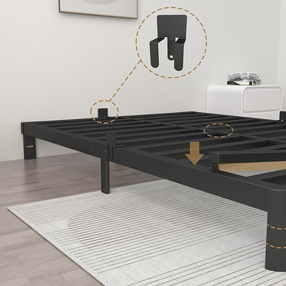 ITIMIDI 6 Inch Bed Frame Full Size with Metal Gaskets, Heavy Duty Steel Support 3000 LBS, No Box Spring Needed, DIY Headboard, Anti-Slip Mattress Stopper, Round Corner Leg, Easy Assembly, Black