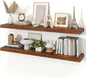Floating Shelves for Wall, 9.3" Deep Wall Mounted Wood Shelves for Bathroom, Bedroom, Living Room, Kitchen, Hanging Shelf for Books/Storage/Room Decor (Brown, 48")