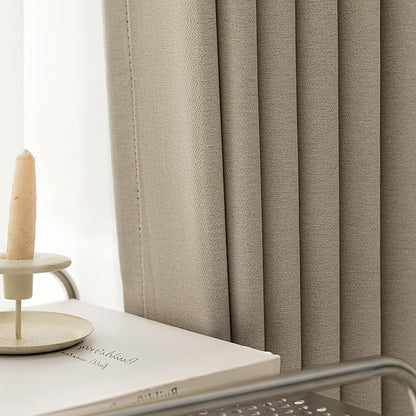 Blackout Curtains 84 Inch Length 2 Panels Set for Living Room/Bedroom, Grommet Linen-Look Textured Light Blocking Room Darkening Energy Saving Thermal Insulated Drapes (W52xL84, Natural)
