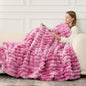 Cozy Bliss Faux Fur Throw Blanket for Couch, Cozy Warm Plush Striped Blanket for Sofa Bedroom Living Room, 60 * 80 Inches Tie-dye Pink