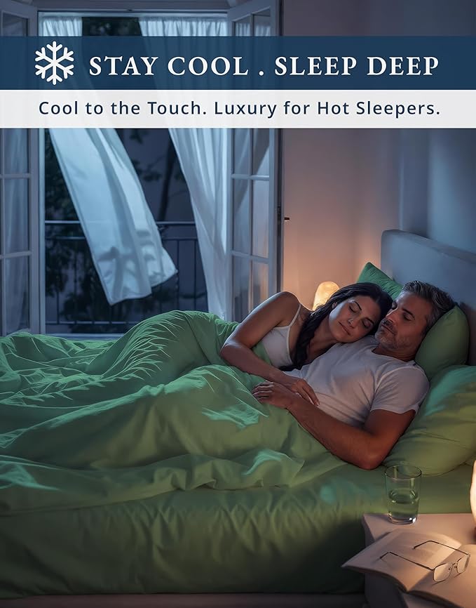 LANE LINEN Split King Sheets for Adjustable Beds - 1000 Thread Count, 5PC Sheets Set, 100% Egyptian Cotton, Cool Breathable & Soft, 2 Fitted Fits Upto 15" Deep Pockets - Iceberg Green
