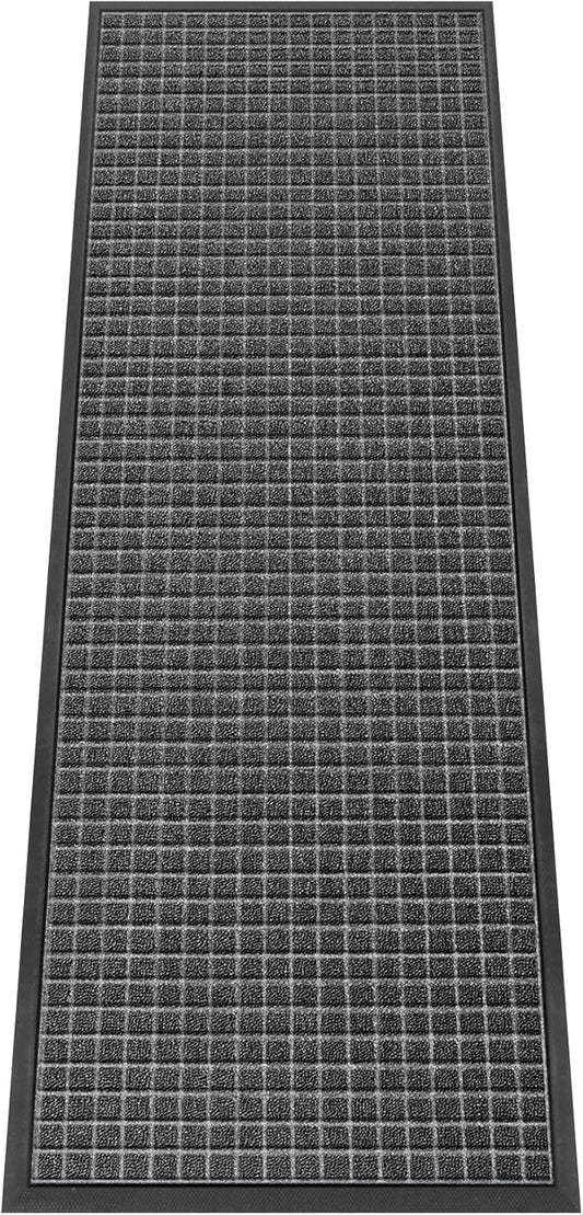 Kuyal Front Door Mat, 2'*6' Door Mat for Inside Outside Entrance,Waterproof Welcome Mats with Non-Slip Backing, Indoor Outdoor Entryway, Commercial Floor Mats, Durable & Easy to Clean, Dark Gray