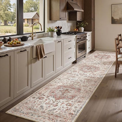 PADOOR 2X10 Runner Rug,Runners for Hallways,Soft Pink Washable Bedside Rugs for Bedroom,Non Slip Long Rug for Hallways Entryway Laundry Room Stair Kitchen Bathroom