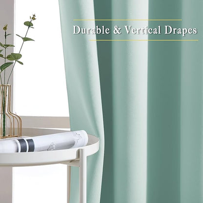 NICETOWN Blackout Curtains for Girls Room - Thermal Insulated Solid Grommet Room Darkening Panels/Drapes for Girl's Bedroom (Aqua Blue, 1 Pair, 46 by 54-Inch)