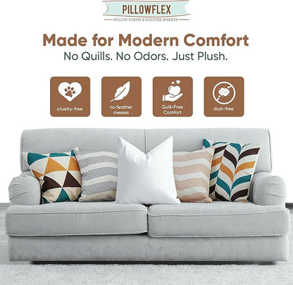 Pillowflex Synthetic Down Pillow Insert - 17x17 Down Alternative, Ultra Soft Throw Pillow,Couch Sham, Bed Sleeping Accent Pillow - 1 Decorative Accent Form