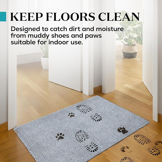 Premium Microfiber Indoor Door Mat – 32"x48" Washable Entry Mat, Non-Slip, Waterproof Backing, Super Absorbent, Low Profile Entryway Doormat for Indoor Entrance