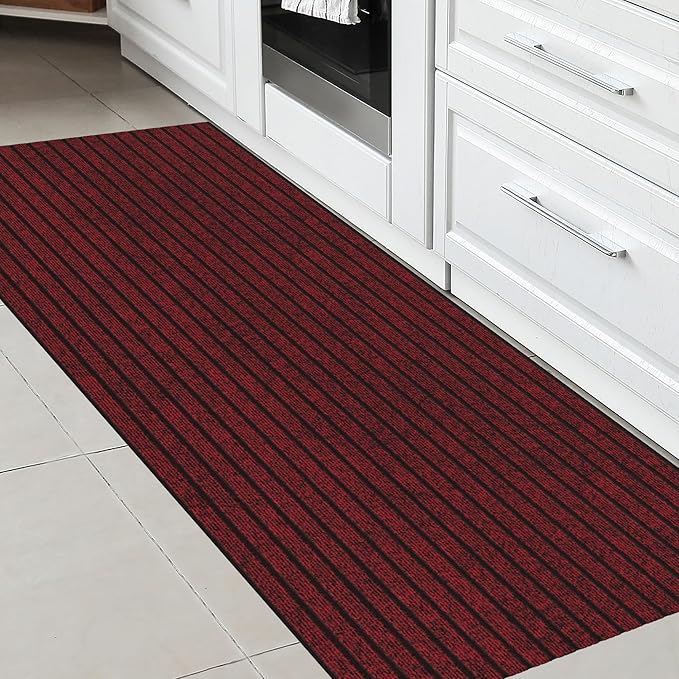Ottomanson 2' x 6' Hallway Runner with Scraper Pile - Extra Durable Non-Slip Rug Mat for Indoor & Outdoor Use - Ideal for Kitchen, Entryway, Patio & Garage - High-Traffic Carpet, Red