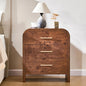 Farmhouse Nightstand, 23.5" Curved Modern Night Stand with 3-Drawer, Bedside Table, End Table for Bedroom, Storage Cabinet for Living Room Home Office Entryway, Dark Burl
