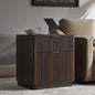 T4TREAM 23'' Fluted Nightstand with Charging Station, Large 2 Drawer Bedside Table, Modern End Table with Storage, Mid Century Night Stand for Bedroom, Living Room, Curved Profile, Dark Walnut