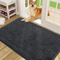 OLANLY Dog Door Mat for Muddy Paws 48x30, Absorbs Moisture and Dirt, Absorbent Non-Slip Washable Doormat, Quick Dry Chenille Mud Mat for Dogs, Entry Indoor Entryway Carpet for Inside Floor, Dark Grey