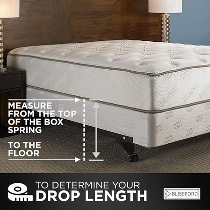 BLISSFORD White Bed Skirt King Size 18 inch Drop - with Split Corners - Cotton Blend Ruffled Bed Skirt, Dust Ruffle with Platform, White King Size BedSkirt, Machine Washable
