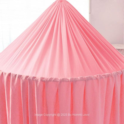 Pink Bed Canopy for Girls with Light, Princess Canopy Curtains for Twin Full Queen Size Kids Bed, Canopy for Girls Bed Room Decor, Hanging Castle Ceiling Tent