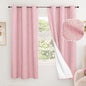 Baby Pink Linen Blackout Curtains for Nursery 63 Inch Length 2 Panels Set, Thermal Insulated Boho Total Black Out Noise Reducing Bonzer Grommets Window Curtains for Girls Bedroom, Each 38 Inch Wide