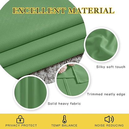 NICETOWN Room Darkening Short Curtain 54 inches Long for Living Room, Grommet Sound Reducing Thermal Insulated Curtains for Bedroom Nursery Window, 46W x 54L, 1 Piece, Froest Green