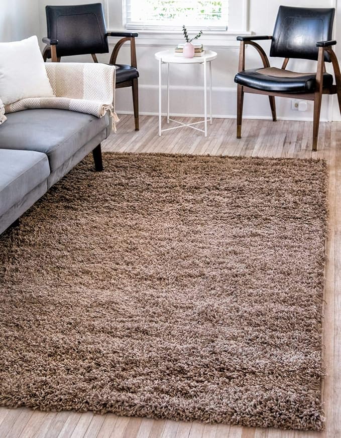 Unique Loom Solid Shag Collection Area Rug (3' 3" x 5' 3" Rectangle, Sandy Brown)