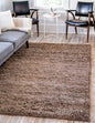 Unique Loom Solid Shag Collection Area Rug (6' 1" x 9' Rectangle, Sandy Brown)