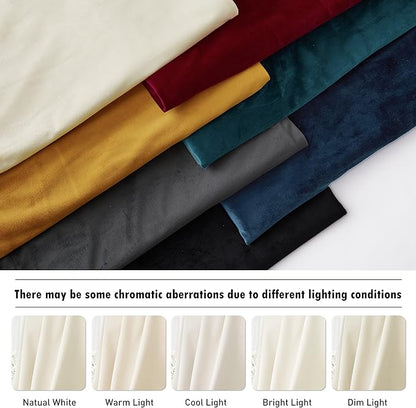 RYB HOME Cream Velvet Curtains 96 inches Length - Heavy Duty Back Tab Decorative Window Drapes Privacy Covering for Living Room Playroom, Width 62 x Length 96 inch, Beige, 2 Panels