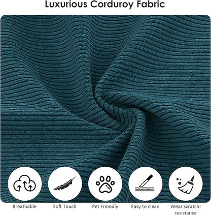 80" Convertible Sofa Bed, 3-in-1 Corduroy Folding Pull Out Couch with Pillows, No Assembly Modern Boneless Couch Compression Sofa in Box, Floor Sofa with Side Storage Pocket for Living Room,Dark Blue