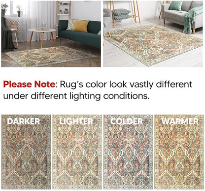 Keen Home Design 2x3 Rug - Machine Washable Entry Rug with Non-Slip Backing, Ideal for Enteryway, Kitchen, Bathroom, Laundry Room - Vintage, Easy Clean, Durable, Low Pile Rug - (2' x 3')