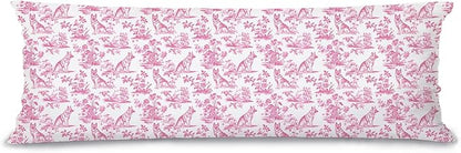 Pink Chinoiserie German Shepherd Dog 20x54 Body Pillow Cover with Zipper,German Shepherd Decor,Grandmillennial Pink Dog Decorative Body Pillow Cases for Bed Couch