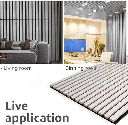 Art3d 4 Wood Slat Acoustic Panels for Wall and Ceiling - 3D Fluted Sound Absorbing Panel with Wood Finish - Brushed Silver