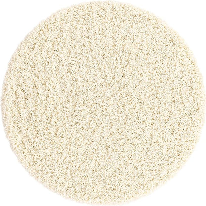 Unique Loom Solid Shag Collection Area Rug (3' 3" Round, Pure Ivory)