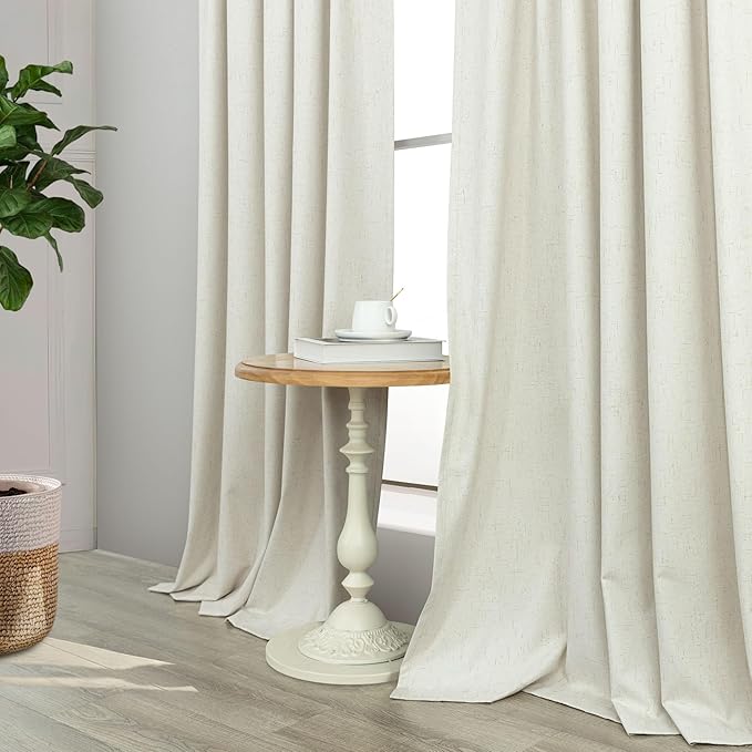 Pitalk Living Room Curtains 90 Inches Long 2 Panels Set Blackout Darkening Curtains for Holiday Christmas Decoration Summer Heat Blocking Drapes for Bedroom Wide 38 x 90 Length Ivory Cream Colored
