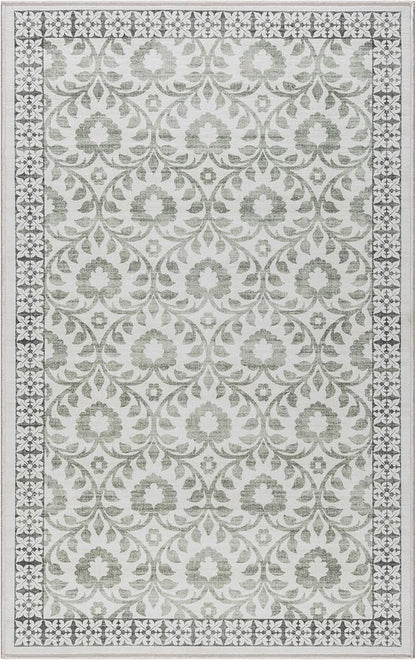 Gertmenian Indoor Boho Area Rug | Home Decor for Entryway, Bedroom, Living Room, Office, Kitchen | Non Slip, Soft, Printed Accent Rugs | Esme, Sage, 3x5 Small, 24573