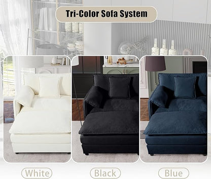 KEIKI Oversized Accent Chair Set of 2, Chenille Modern Comfy Deep Seat Large Upholstered Armchair with Side Pockets, Reading Single Sofa Chairs for Bedroom Living Room Apartment, Black