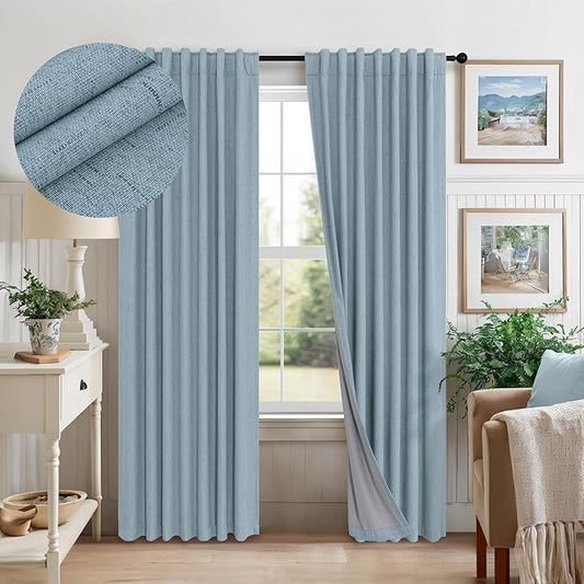 Dusty Blue Curtains for Nursery Girls Boy Bedroom 72 Inch Length 2 Panels Complete Blackout Room Darkening Black Out Shades Insulated Thermal Light Blue Grey Curtains for Winter Summer Heat Blocking