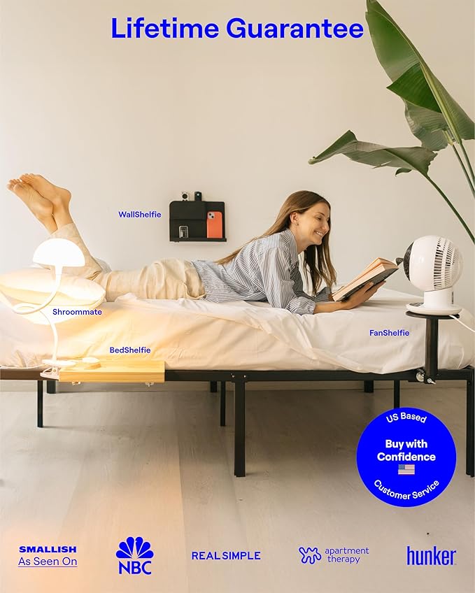 FanShelfie Adjustable Fan Holder for Dorm Room, Bunk & Lofted Bed, College Essentials for Boys & Girls, Patented Height & Distance Design, Compatible with Popular Dorm Fans, 2 Height Options (White)