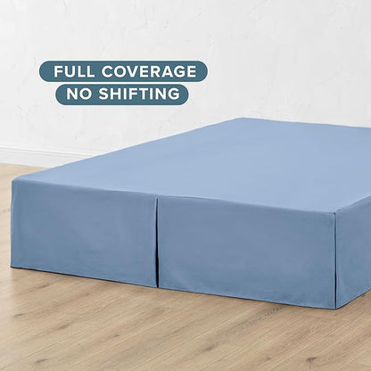 Bare Home King Bed Skirt - 15-Inch Tailored Drop Easy Fit - Bed Skirt for Beds - Center & Corner Pleats (King, Coronet Blue)