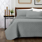 Cosy House Collection Luxury Rayon Derived from Bamboo 3-Piece Quilt Set - Ultra Soft Quilted Coverlet Bedspread - Classic Weave Stitch - Includes Quilt and 2 Pillow Shams (Full/Queen, Grey)