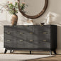 54'' Wide 7 Drawers Dresser for Bedroom,Modern Fluted Vertical Chest with Rounded Corners,Fluted Dresser for Living Room,Hallway, Black