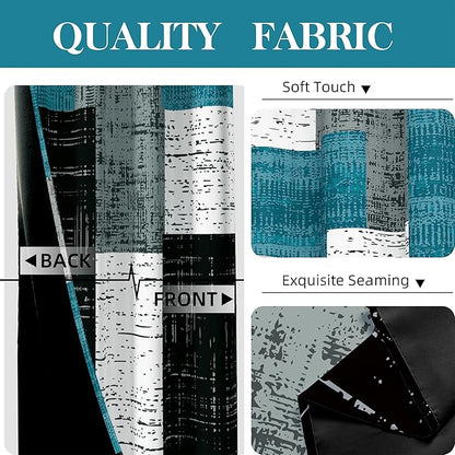 Rustic Blue Grey 100% Blackout Curtains for Bedroom 84 inch Long 2 Panels Set Gray Modern Abstract Geometric Black Out Curtains Insulated Room Darkening Window Drapes for Living Room, 52Wx84L