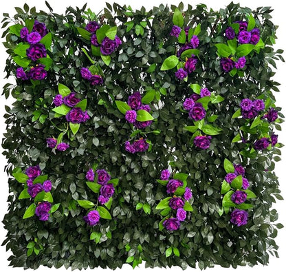Sumery Expandable Fence Privacy Screen for Balcony Patio Outdoor,Decorative Faux Ivy Fencing Panel,Artificial Hedges (Single Sided Leaves) (2, Branches -Purple Rose)