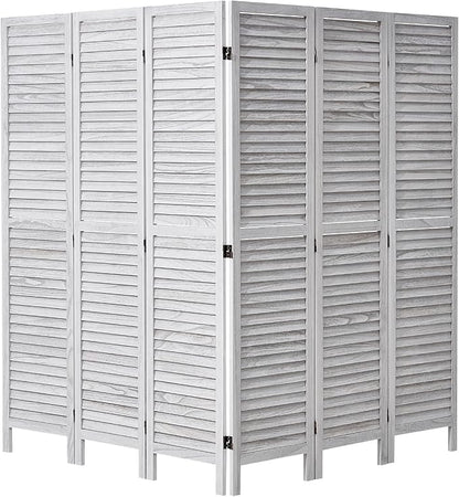 VEVOR Wood Room Divider, 6 Panel Wood Folding Privacy Screen, 66.9 Inches Tall Indoor Louvered Wooden Partition, Portable Decoration Screen, for Room Separation, Home, Office, Restaurant & Bedroom