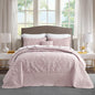 CHIXIN Bedspread Coverlet Quilt Set Full Size - Lightweight Bedding Cover - Beautiful Stitching - 5 Piece Reversible Bedspread - Gorgeous Damask Paisley Pattern (Full, Pale Rose)