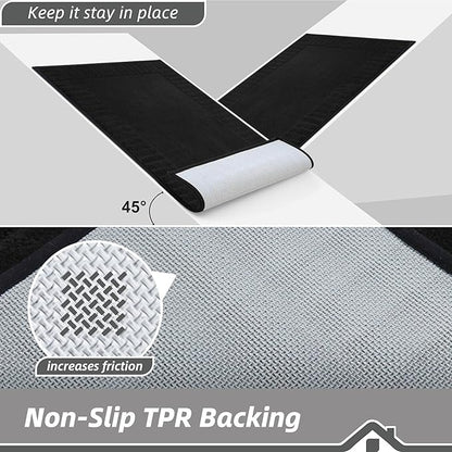 BEQHAUSE Door-Mat-Non-Slip Dirt Trapper Door Mats Low-Profile Front Door Mat Absorbent Floor Mats for Entryway Washable Mud Resistant Home Entrance Doormat, Black, 24"x60"