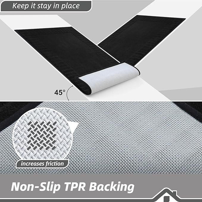 BEQHAUSE Door-Mat Non-Slip Front Doormat Low-Profile Entrance Mats for Front Door Entry Resist Dirt Washable Doormat Absorbent Entryway Door Mat,Black,32"x48"