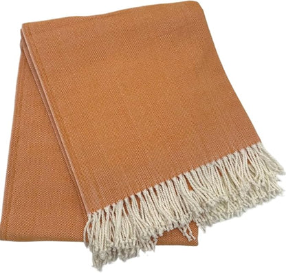 Alashan Cotton Acrylic Adirondack Herringbone Woven Throw (Orange Peel)